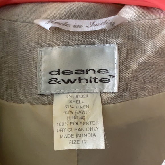 Offwhite 3/4 sleeve jacket shirt linen rayon lined - Picture 2 of 6